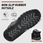 Mens Womens Winter Warm Snow Boots Slip On Waterproof Outdoor Casual Walking Hiking Shoes Black 8 Women/6.5 Men