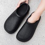 BILIKEYU Mens Water-proof Garden Shoe Outdoor Slip-On Rain Footwear Soft Rubber Rain Shoes Casual Walking Hiking Shoes, Black, 11