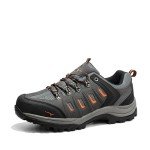 NORTIV 8 Men's Waterproof Hiking Shoes Leather Low-Top Hiking Shoes for Outdoor Trailing Trekking Camping Walking Quest,Size 9,Black/Dark/Grey/Orange,Quest-1