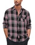 Men's Long Sleeve Plaid Flannel Dress Shirt - Pink