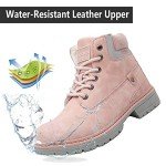 Men's Winter Booties Short Lace Boot Warm Fur Lined Ankle Boots Anti Slip Waterproof Outdoor Walking Shoes Hiking Climbing Shoes for Women