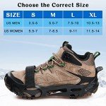Crampons Snow Ice Cleats Traction - 24 Teeth Winter Ice Grippers Crampons Walking Hiking Fishing Black for Men Women Ice Grips for Shoes and Boots Outdoor Anti-Slip