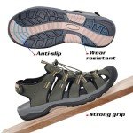GRITION Mens Outdoor Hiking Sandals Summer Beach Closed Toe Water Sandal Waterproof Comfortable Fisherman Adventures Sport Athletic Walking Traveling Shoes Sandles, Olive 2339, 10.5