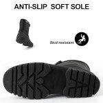 Knixmax Men's Winter Boots Waterproof Snow Shoes Mid Calf Insulated Booties Warm Outdoor Hiking Walking Skiing Boots for Men Black Size 11