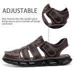 Men's Casual Leather Sports Closed Toe Sandals Outdoor Trail Walking Non Slip Fisherman Sandals Summer Breathable Handmade Adjustable Hiking Shoes Dark Brown 11