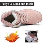 Men's Winter Booties Short Lace Boot Warm Fur Lined Ankle Boots Anti Slip Waterproof Outdoor Walking Shoes Hiking Climbing Shoes for Women