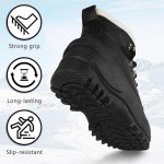 riemot Men's Winter Snow Boots Waterproof Outdoor Boots Anti-slip Comfortable Boots Warm Fur Collar Shoes for Hiking Walking Camping Lace-up Shoes Black US 10/ EU43