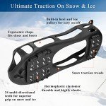 Crampons Snow Ice Cleats Traction - 24 Teeth Winter Ice Grippers Crampons Walking Hiking Fishing Black for Men Women Ice Grips for Shoes and Boots Outdoor Anti-Slip
