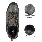 NORTIV 8 Men's Waterproof Hiking Shoes Leather Low-Top Hiking Shoes for Outdoor Trailing Trekking Camping Walking Quest,Size 9,Black/Dark/Grey/Orange,Quest-1