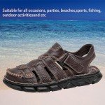 Men's Casual Leather Sports Closed Toe Sandals Outdoor Trail Walking Non Slip Fisherman Sandals Summer Breathable Handmade Adjustable Hiking Shoes Dark Brown 11