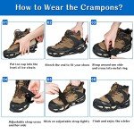 Crampons Snow Ice Cleats Traction - 24 Teeth Winter Ice Grippers Crampons Walking Hiking Fishing Black for Men Women Ice Grips for Shoes and Boots Outdoor Anti-Slip