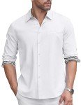 COOFANDY Men's White Chambray Button Down Shirt