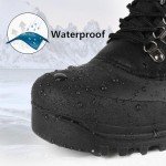 riemot Men's Winter Snow Boots Waterproof Outdoor Boots Anti-slip Comfortable Boots Warm Fur Collar Shoes for Hiking Walking Camping Lace-up Shoes Black US 10/ EU43