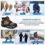 Crampons Snow Ice Cleats Traction - 24 Teeth Winter Ice Grippers Crampons Walking Hiking Fishing Black for Men Women Ice Grips for Shoes and Boots Outdoor Anti-Slip