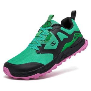 HOBIBEAR Men's Trail Running Shoes Lightweight Wide Toe Box Walking Shoes Breathable Non-Slip Trekking Sneakers Trailing Cross Training Shoes Hiking Outdoor Casual Workout Runner Green