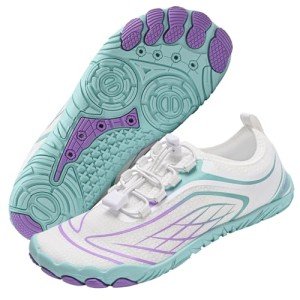 Queday Water Shoes for Women Men Quick Dry Barefoot Shoes Athletic Lightweight Sports Aqua Socks Outdoor Swim Hiking Diving Surf Fishing Walking Kayaking, White, 10 Wide Women/8.5 Men