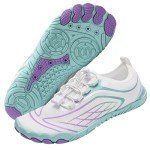 Queday Water Shoes for Women Men Quick Dry Barefoot Shoes Athletic Lightweight Sports Aqua Socks Outdoor Swim Hiking Diving Surf Fishing Walking Kayaking, White, 10 Wide Women/8.5 Men