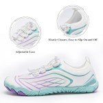 Queday Water Shoes for Women Men Quick Dry Barefoot Shoes Athletic Lightweight Sports Aqua Socks Outdoor Swim Hiking Diving Surf Fishing Walking Kayaking, White, 10 Wide Women/8.5 Men