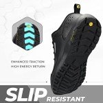 FitVille Men's Extra Wide Hiking Shoes Low-top Outdoor Walking Shoes Trekking Sneakers with Arch Support for Heel Pain Relief (10 Wide, Black)