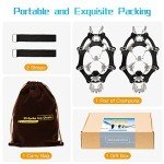 Ice Cleats Crampons for Men Women Hiking Boots Shoes with 25 Stainless Steel Spikes,Anti Slip Traction Cleat Snow Ice Grippers for Winter Outdoor Walking Jogging,Upgraded Eyelet Design L