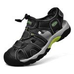 Kvdrcs Men's Summer Sport Sandals Outdoor Hiking Sandals Closed Toe Leather Athletic Lightweight Walking Casual Sandals Water Shoes, Black, 11