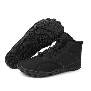 Men's Women's Winter Snow Boots, Slip On Warm Fur Lined Zero Drop Barefoot Hiking Boots, Wide Toe Box Ankle Booties, Minimalist Waterproof Non-Slip Sneakers Hike Shoes for Hiking Walking Outdoor,