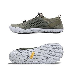 NORTIV 8 Mens Barefoot Water Shoes Lightweight Sports Aqua Shoes Outdoor Swim Fishing Hiking Diving Surf Walking Athletic Water Shoe Army/Green Size 8.5 US TREKMAN-2