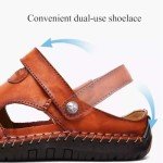 Men's Leather Sports Sandals Slippers Outdoor Hiking Shoes Beach Athletic Fisherman Walking Summer Anti-Slip Lightweight,Brown,10.5 US