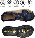 Mens Outdoor Hiking Leather Sandals Water Shoes Slides Closed Toe Sport Sandals Walking Fishermen Climbing Summer (9.5-10, Blue)