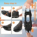 Crampons Ice Cleats Snow Traction Cleats for Walking on Snow and Ice Women Men Winter Outdoor Anti Slip Ice Grips for Hiking Fishing Climbing Boots Shoes (Black, X-Large[Women:11.5-14/Men:10.5-13)