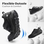 FitVille Men’s Running Shoes Wide Width Mens Sneaker Black Walking Shoes with Arch Support Extra Wide Hiking Shoes for Trekking Outdoor Sports (JetBlack, X-Wide 9)