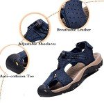 Mens Outdoor Hiking Leather Sandals Water Shoes Slides Closed Toe Sport Sandals Walking Fishermen Climbing Summer (9.5-10, Blue)