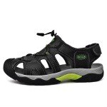 Kvdrcs Men's Summer Sport Sandals Outdoor Hiking Sandals Closed Toe Leather Athletic Lightweight Walking Casual Sandals Water Shoes, Black, 11