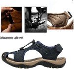 Mens Outdoor Hiking Leather Sandals Water Shoes Slides Closed Toe Sport Sandals Walking Fishermen Climbing Summer (9.5-10, Blue)