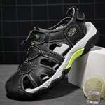 Kvdrcs Men's Summer Sport Sandals Outdoor Hiking Sandals Closed Toe Leather Athletic Lightweight Walking Casual Sandals Water Shoes, Black, 11
