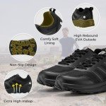 FitVille Men’s Running Shoes Wide Width Mens Sneaker Black Walking Shoes with Arch Support Extra Wide Hiking Shoes for Trekking Outdoor Sports (JetBlack, X-Wide 9)