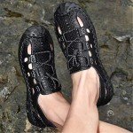 Mens Closed Toe Sandals, Sport Hiking Leather Sandals Breathable Fisherman Adjustable Shoes Summer Casual loafers for Outdoor Trail Walking