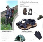 Mens Outdoor Hiking Leather Sandals Water Shoes Slides Closed Toe Sport Sandals Walking Fishermen Climbing Summer (9.5-10, Blue)