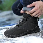 Men's Women's Winter Snow Boots, Slip On Warm Fur Lined Zero Drop Barefoot Hiking Boots, Wide Toe Box Ankle Booties, Minimalist Waterproof Non-Slip Sneakers Hike Shoes for Hiking Walking Outdoor,