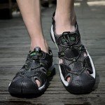 Kvdrcs Men's Summer Sport Sandals Outdoor Hiking Sandals Closed Toe Leather Athletic Lightweight Walking Casual Sandals Water Shoes, Black, 11