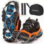 Crampons Ice Cleats for Boots Anti Slip Snow Crampons Hiking Traction Cleats 19 Steel Spikes Ice Grippers for Women Men Kids Shoes Boots Winter Outdoor Walking Climbing Jogging Hiking Fishing (Orange, Medium (US:5-8))