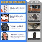 Crampons Ice Cleats for Boots Anti Slip Snow Crampons Hiking Traction Cleats 19 Steel Spikes Ice Grippers for Women Men Kids Shoes Boots Winter Outdoor Walking Climbing Jogging Hiking Fishing (Black, Large (US:8-11))