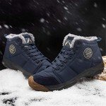 UPSOLO Mens Snow Boots Ankle Booties Winter Shoes Trekking & Hiking Warm Soft Sole Fully Fur Lined Anti-Slip Cotton Fluff Outdoor Casual Walking Lightweight Sneakers(6118 Blue 48)