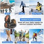 Crampons Ice Cleats for Boots Anti Slip Snow Crampons Hiking Traction Cleats 19 Steel Spikes Ice Grippers for Women Men Kids Shoes Boots Winter Outdoor Walking Climbing Jogging Hiking Fishing (Orange, Medium (US:5-8))