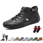 Italian Handmade High Boots Men Outdoor All-Terrain Minimalist Beck Shoes Breathable Non-Slip Casual Barefoot Shoes for Walking Hiking Driving Chukka Boots(Black,US 8.5)