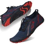 Water Shoes for Men and Women Barefoot Quick-Dry Aqua Sock Outdoor Athletic Sport Shoes for Kayaking, Boating, Hiking, Surfing, Walking (M-Red/Blue, 42)
