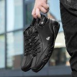 Italian Handmade High Boots Men Outdoor All-Terrain Minimalist Beck Shoes Breathable Non-Slip Casual Barefoot Shoes for Walking Hiking Driving Chukka Boots(Black,US 8.5)