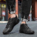 Italian Handmade High Boots Men Outdoor All-Terrain Minimalist Beck Shoes Breathable Non-Slip Casual Barefoot Shoes for Walking Hiking Driving Chukka Boots(Black,US 8.5)