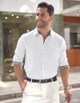COOFANDY Men's White Chambray Button Down Shirt