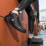 Italian Handmade High Boots Men Outdoor All-Terrain Minimalist Beck Shoes Breathable Non-Slip Casual Barefoot Shoes for Walking Hiking Driving Chukka Boots(Black,US 8.5)